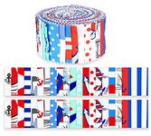 Soimoi 40Pcs Nautical Print Cotton Precut Fabrics for Quilting Craft Strips 2.5 Inches Jelly Roll - White & Blue