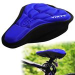 Quick Fit Cycle Seat Cover, Padded Bicycle Gel Seat Cover, Cushion Cover Waterproof for Indoor Outdoor Cycling, Exercise Cycle - Soft and Washable (Blue)