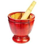 PunPund Wooden Mortar 8 Inches Pestle Grinding Herb Garlic Papaya Salad Som Tum Thai kitchen Tool 1 Set