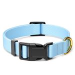 Rnivvi Dog Collar, Adjustable Blue Dog Collar for Small Dogs, Cute Puppy Collar for Boy and Girl Dogs, Classic Heavy Duty Pet Collars with Quick Release Buckle for Walking Running, S Length 3/4" Width