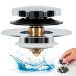 Evoring Universal Tip Toe Bathtub Drain Plug & Stopper – Easy Install Designed to Do-It-Yourself – Replaces Bare Drains, Tip-Toe, Lift & Turn and More (Chrome)