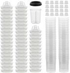Master Paint System MPS Disposable Paint Spray Gun Cup Liners and Lid System, 50 Pack Mini Size 6 Ounce (180ml) Kit - 50 Cup Liners, 50 Lids with Strainer