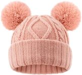 FURTALK Toddler Winter Hat Pom Pom Beanie Knitted Warm Hats for Baby Kids Boys Girls Pink