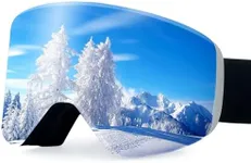 Dizokizo Frameless Magnetic Lens Ski Goggles, Anti-Fog Polarized Interchangeable Snow Goggles, 100% UV Protection, Unisex Adult Snowboard Goggles, Silver