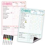 CLEVER CLEAN Magnetic Dry Erase Chore Chart - 8.5"x12" Behavior Responsibility Chore Board for Kids, Teenagers - 6 Extra Fine Point Markers Included - Shipped Flat 2 Pcs Blue & Pink