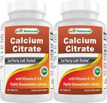 Best Naturals Calcium Citrate with Vitamin D-3 240 Tablets (240 Count (Pack of 2))