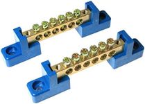 RLECS 2pcs Terminal Bus Bar Terminal Block Brass Wire Screw Terminal Grounding Strip Bus Bar Block