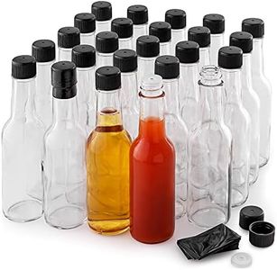 Simple Craft Glass Hot Sauce Bottles 5 oz - 24 Piece Leak Proof Small Hot Sauce Bottle With Shrink Bands - Clear Glass Sauce Bottles With Caps For Hot Sauce, Oil, Wine, Condiments & More