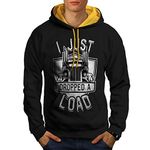 Wellcoda Just Dropped a Load Mens Contrast Hoodie, Lorry Casual Jumper Black (Gold Hood) S