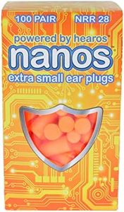 HEAROS Nanos Earplugs, X-Small, NRR 28, 100 Pair, PU Foam, Extreme Comfort, Orange (5891)