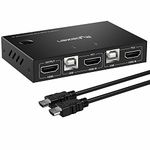 Rybozen HDMI KVM Switch, HDMI Monitor Switch for 2 Computers, USB HDMI Switcher Box for 2 Computers Share Keyboard, Mouse, Monitor Support 4K@30Hz for Laptop,with 2 USB and 2 HDMI Cables