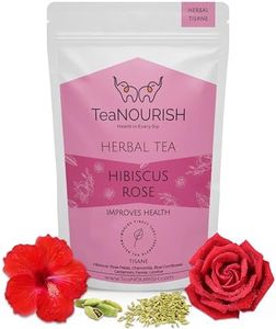 TeaNOURISH Hibiscus Rose Herbal Tea | CAFFEINE-FREE | Hibiscus, Rose, Chamomile, Blue Cornflower, Fennel, Licorice | Brew Hot or as Iced Tea- 50 g