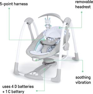 Ingenuity Portable Baby Swing – Compact Foldable Infant Seat