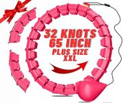 65inch 32 Knots Plus Size Quiet Weighted Hula Infinity Fitness Detachable Hoops, Smart Noiseless Hula for Women, 2 in 1 Waist and Abdominal Workout Equipment at Home