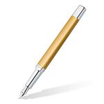 STAEDTLER Triplus 474 F11-3 Fountain Pen, Glorious Gold, Premium Quality Metal Casing in Ergonomic Triangular Shape, Steel Nib F, with Blue Ink Cartridge