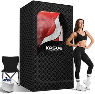 KASUE Upgraded Infrared Sauna Box for Relaxation,Detoxification,Portable Steam Sauna for Home with XL Steamer,Folding Chair,Multiple Layered Full Body Sauna Tent for Spa,Indoor,Outdoor,Gym-Black