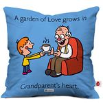 Indigifts Love Grows in Grandparent's Heart Quote Granddad and Grandson Loving Bond Micro Satin, Fibre Cushion Cover with Filler (Multicolour, 12x12)