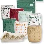 Nora's Nursery Cloth Diapers 7 Pack with 7 Bamboo Inserts & 1 Wet Bag - Waterproof Cover, Washable, Reusable & One Size Adjustable Pocket Diapers for Newborns and Toddlers - On The Farm