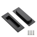 Ravinte 2 Pack Black Cabinet Pulls - Recessed Finger Pulls Sliding Door Handles Furniture Handles Kitchen Hardware for Cabinets (120mm Length)