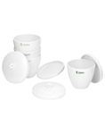 QWORK Durable Porcelain Crucible with Lid, 200ml Capacity, for School, Laboratory, 4 Pack