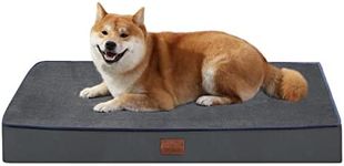 Bedfolks 4" Thick Orthopedic Dog Bed for Large Dogs, Memory Foam Dog Bed with Lining and Removable Cover, Reversible Washable Dog Mattress for Crate, Dark Grey