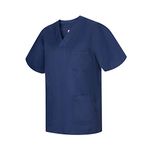 MISEMIYA - Scrub Top Unisex Scrubs - Medical Uniform V-Neck Tunic Scrub Top 817 - X-Large, Navy Blue