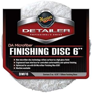 Meguiar's DA Microfibre Finishing Disc - Microfibre Buffing Pad with Microfibre Disc Technology - Microfibre Detailing Pad for Car Cutting, Buffing, Waxing and Polishing - 6.25in / 159mm - Twin Pack