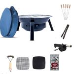 Peng Essentials FoldGrill Foldable Barbeque Grill with Accessories for Home | Portable barbeque, Easy to Assemble, Heat Resistant, Anti Rust | Charcoal Griller BBQ With Set of 10 Premium Accessories