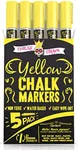 CHALKY CROWN Liquid Chalk Marker Pen - Dry Erase Marker - Chalk Markers for Chalkboard Signs, Windows, Blackboard, Glass - 6mm Reversible Tip (Yellow, 5 Pack)