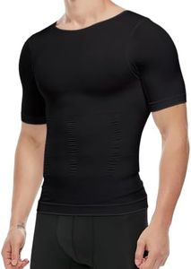 Men's Slimming Body Shaper Vest Undershirt Abs Abdomen Slim Tank Top (Black, XX-Large)