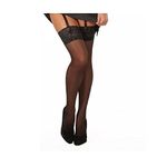 Silky Shine Luxury Lace Top Stockings, 15 Denier, Black, One Size