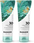 Badger Mineral Daily Sunscreen with Zinc Oxide, SPF 30, Lightweight & Easy to Apply w/No White Cast, Moisturizing Organic Sunscreen, Reef Safe, Vegan, Unscented, 4 fl oz, 2-Pack