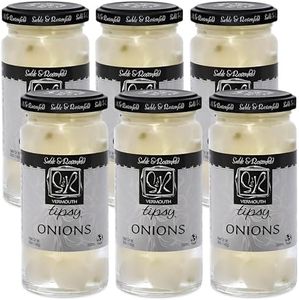 Sable & Rosenfeld Tipsy Onions - Cocktail Onions in Jar with French Vermouth - Pickled Silverskin Onions, Pearl Onions for Cocktails - 5 Ounce, (Pack of 6)