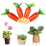 JinMi 4 Pcs Self Watering Spikes Terracotta Plant Watering Devices, 5.4 oz Large Capacity Birds Carrots Watering Globes Top Fill for Long Vacations Indoor Outdoor Garden Plants (Carrots)