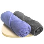 HEELIUM Bamboo Bath Towel | Ultra Absorbent | 3X Softer Than Cotton Towels | 140 x 70 cm - 600 GSM | Pack of 2 - Iris, Grey