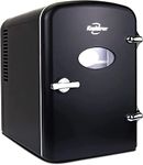 Koolatron Retro Mini Fridge For Bedrooms 4L Small Fridge 6 Can Table Top Fridge Quiet Mini Fridges For Skincare Food Drinks Kids Home Car & Travel 12v Portable Cooler Refrigerator, Black