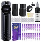 Mast Tattoo Archer Wireless Tattoo Gun Machine Kit Rotary Pen with 20 Cartridge Needles Black Ink Complete Supplies for Artists