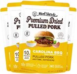 Meat Shredz - Premium Dried Pulled Pork (Carolina BBQ - Sweet Mustard, 4 Pack) | Gluten Free | High Protein & Low Sugar | Bacon Bits | Dehydrated Backpacking & Camping Food | Shredded, Dried Jerky Chew Snack