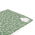 Encasa Homes Ironing Mat/Pad (Large 48"x28") with 3mm Padding & Silicone Iron Rest for Steam Pressing on Tabletop or Bed - Heat Resistant, Portable, Quilting & Travel Blanket - Big Leaves Green