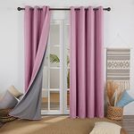 Deconovo Energy Saving 100% Blackout Curtains Eyelet Thermal Insulated Bedroom Pair Curtains Window Treatments for Kids with Coating Back Layer 46 x 72 Inch Pink 1 Pair