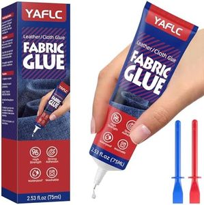 YAFLC Fabric Glue Permanent 75 ml, Fabric Glue for Patch, Clear Fabric Glue for Clothing Permanent Washable, Leather Glue for All Fabrics, Cotton, Denim, Flannel, Polyester