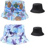 Bucket Hat Sun Beach for Women Men 2 Pack Black White Golf Summer 90s Funny Mushroom Fishing Hiking Garden Hat, Turtles Dolphins 2 Pack, One Size