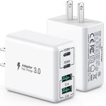 [2 Packs] USB C Charger, 40W Fast Charger,4-Port Charging Block, PD+QC Wall Plug Multiport Type C for i-phone14/13/12/11/Pro Max/XS/XR/8/7/Tablet