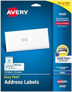 Avery Easy Peel Printable Address Labels with Sure Feed, 1" x 2-5/8", White, 750 Blank Mailing Labels (08160)