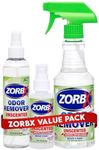 ZORBX Unscented Odor Eliminator Combo Value Pack - Used in Hospitals & Healthcare Facilities | Advanced Trusted Formula | Fast-Acting Odor Remover Sprays for Unpleasant Odors (16 Oz + 7.5 Oz + 2 Oz)