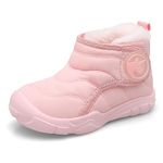 JIASUQI Boys Girls Winter Boots with Faux Fur Lined Toddler Fuzzy Snow Boots Kids Wide Toe Lightweight Winter Shoes for Indoor Outdoor(Pink 21,5.5 UK)