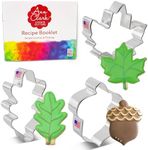 Fall Leaves Cookie Cutters 3-Pc Set Made in USA by Ann Clark, Acorn, Maple Leaf, Oak Leaf