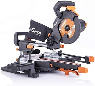 Evolution Power Tools Scie à Onglet Coulissante avec des Caractéristiques PLUS - Coulisseau de 300 mm - Coupe Multi-Matériaux - Le Bois, Le Plastique, Le Métal Lame Incluse 210mm - R210SMS-300+