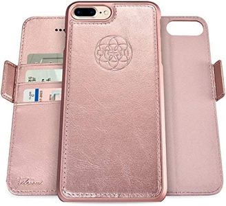 Dreem Fibonacci 2-in-1 Wallet Case for Apple iPhone 8 Plus & 7 Plus - Luxury Vegan Leather, Magnetic Detachable Shockproof Phone Case, RFID Card Protection, 2-Way Flip Stand - Rose
