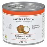 Earth's Choice Organic Coconut Milk, 17% Fat, Non GMO, Vegan, Paleo, Keto Friendly, BPA Free, 12 Count of 200ml